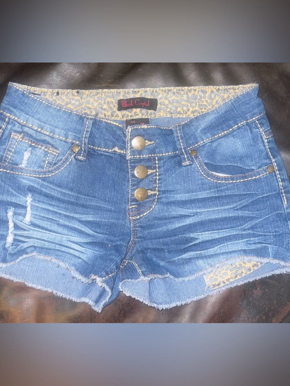 Black Crystal Denim Shorts Size 7
